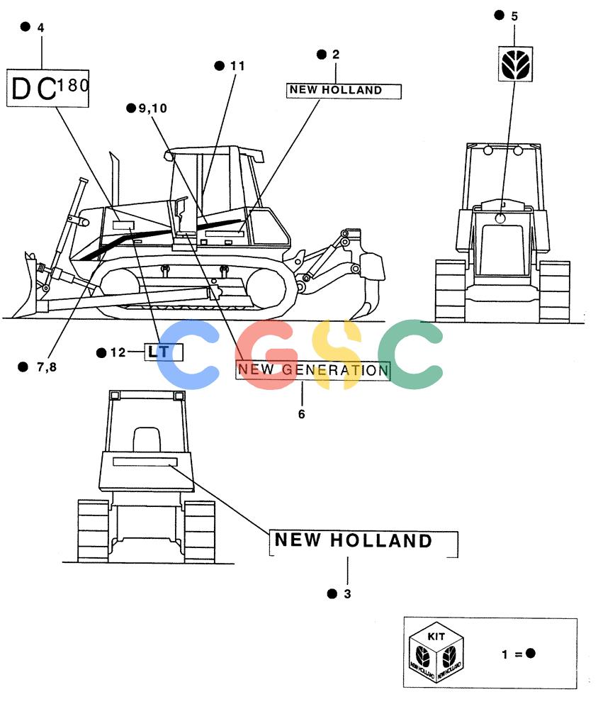 纽荷兰零件查询(DC180LT) - CRAWLER DOZER (5/00-) (6.782[01]) - TRADE MARK DECALS - N.A. VERSION (01) New Holland Constructuion