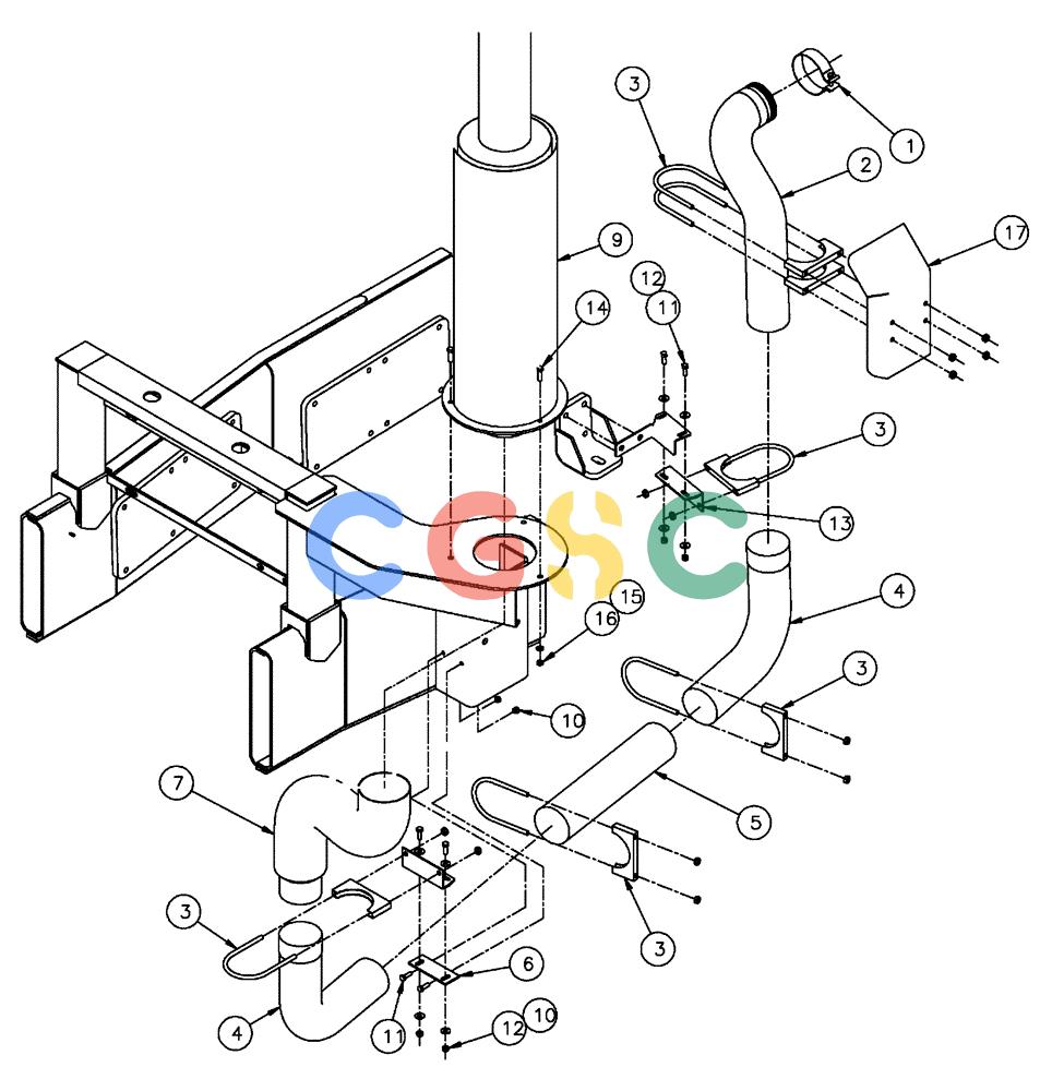 凯斯零件查询(FLX3300B) - FLOATER - 2002 (9/02-10/03) (02-016) - AIR EXHAUST GROUP Case Agriculture