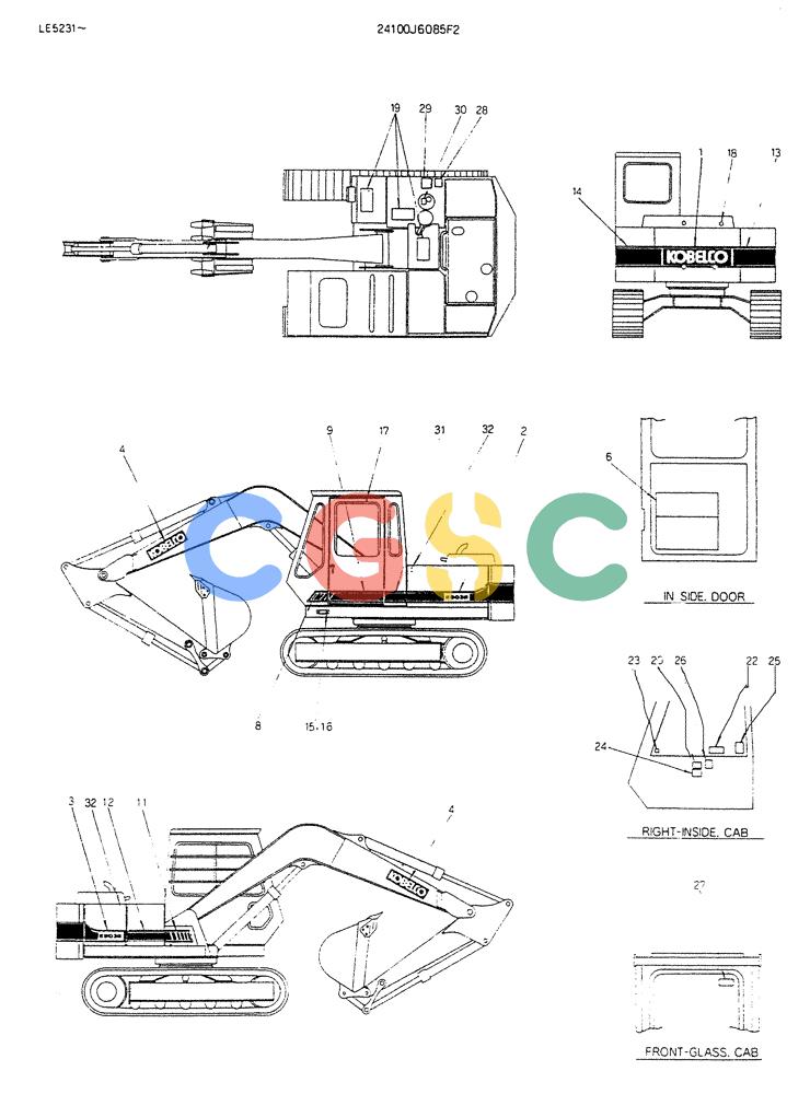 神钢零件查询(K903B) - EXCAVATOR ASN LE3401 (1/85-12/03) (12-013) - NAME-PLATE P/N 24100J6085F2 Kobelco