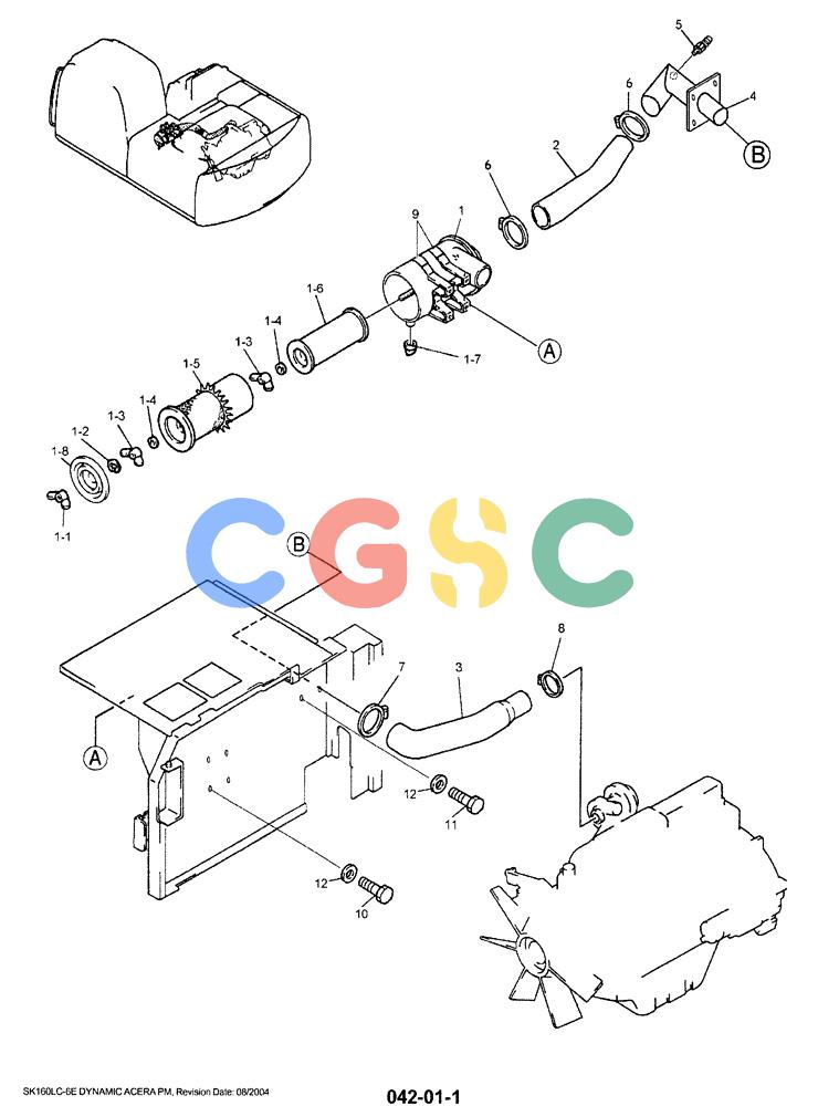 神钢零件查询(SK160LC-6E) - DYNAMIC ACERA EXCAVATOR 08/2004 ASN YM03U0523 (8/04-12/07) (01-006) - AIR CLEANER ASSEMBLY Kobelco