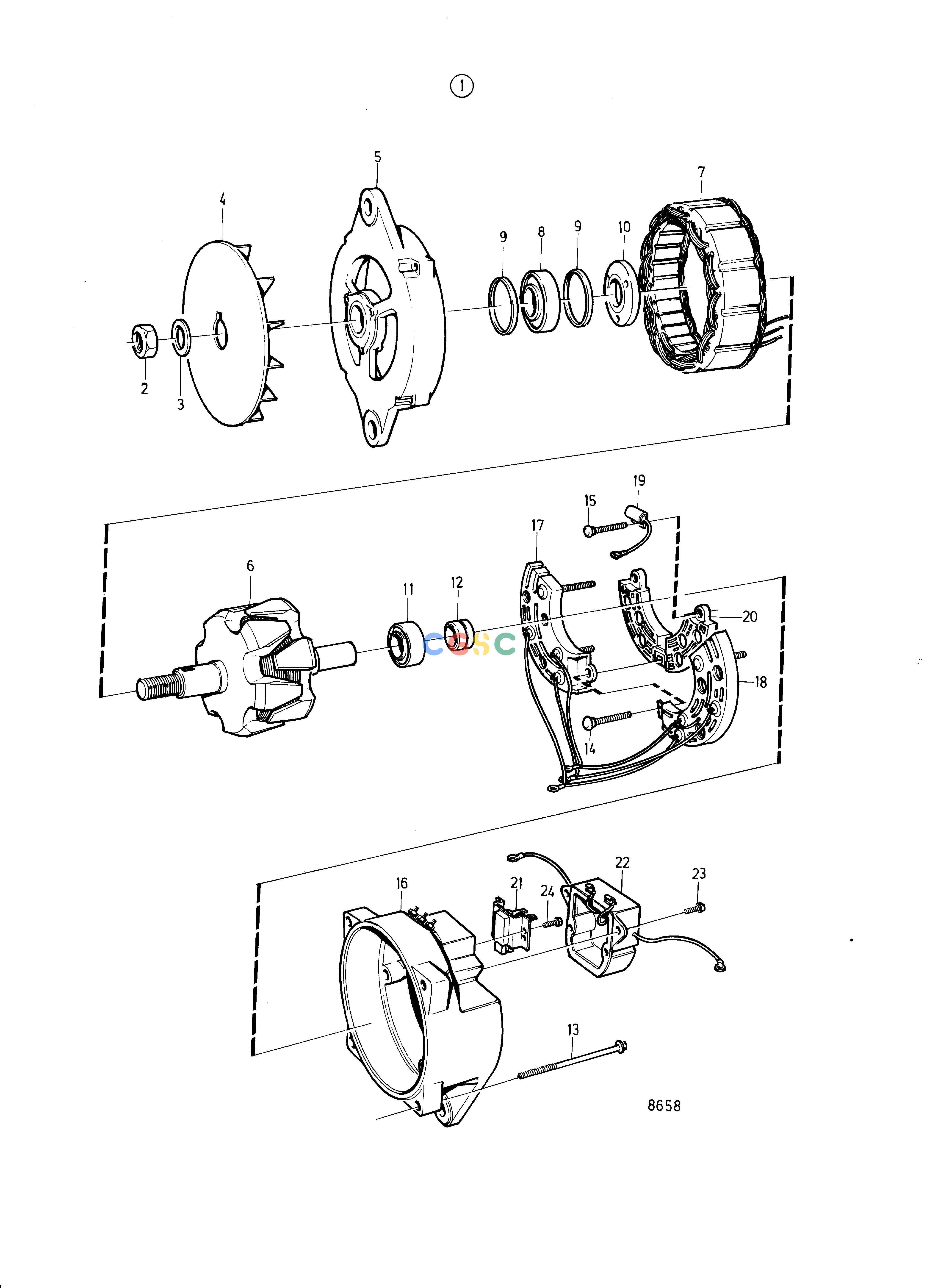 沃尔沃零件查询TAMD72P-A; TAMD72WJ-AElectrical SystemAlternator 14V 130A, ComponentsEPC Volvo Penta Parts catalog