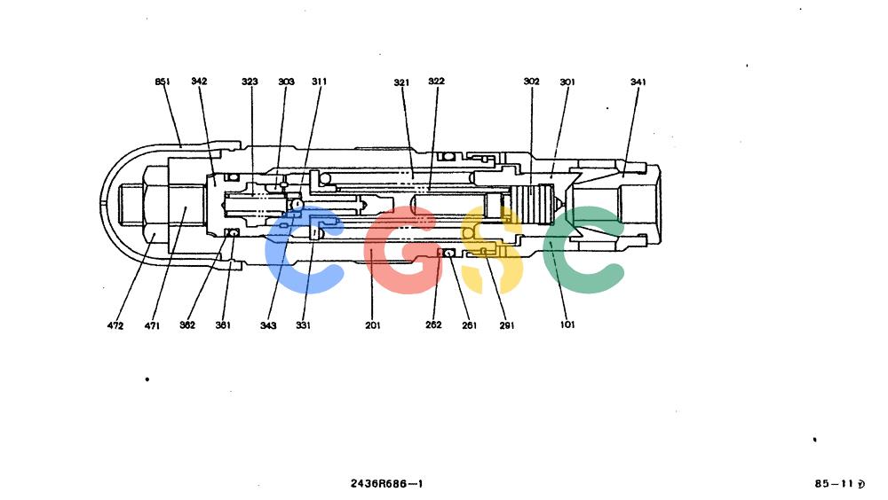 神钢零件查询(MD200BLC) - EXCAVATOR BTW YQ0101 - YQ0564 (1/80-12/06) (11-005) - VALVE ASSY, RELIEF- 2436R686 F1 Kobelco
