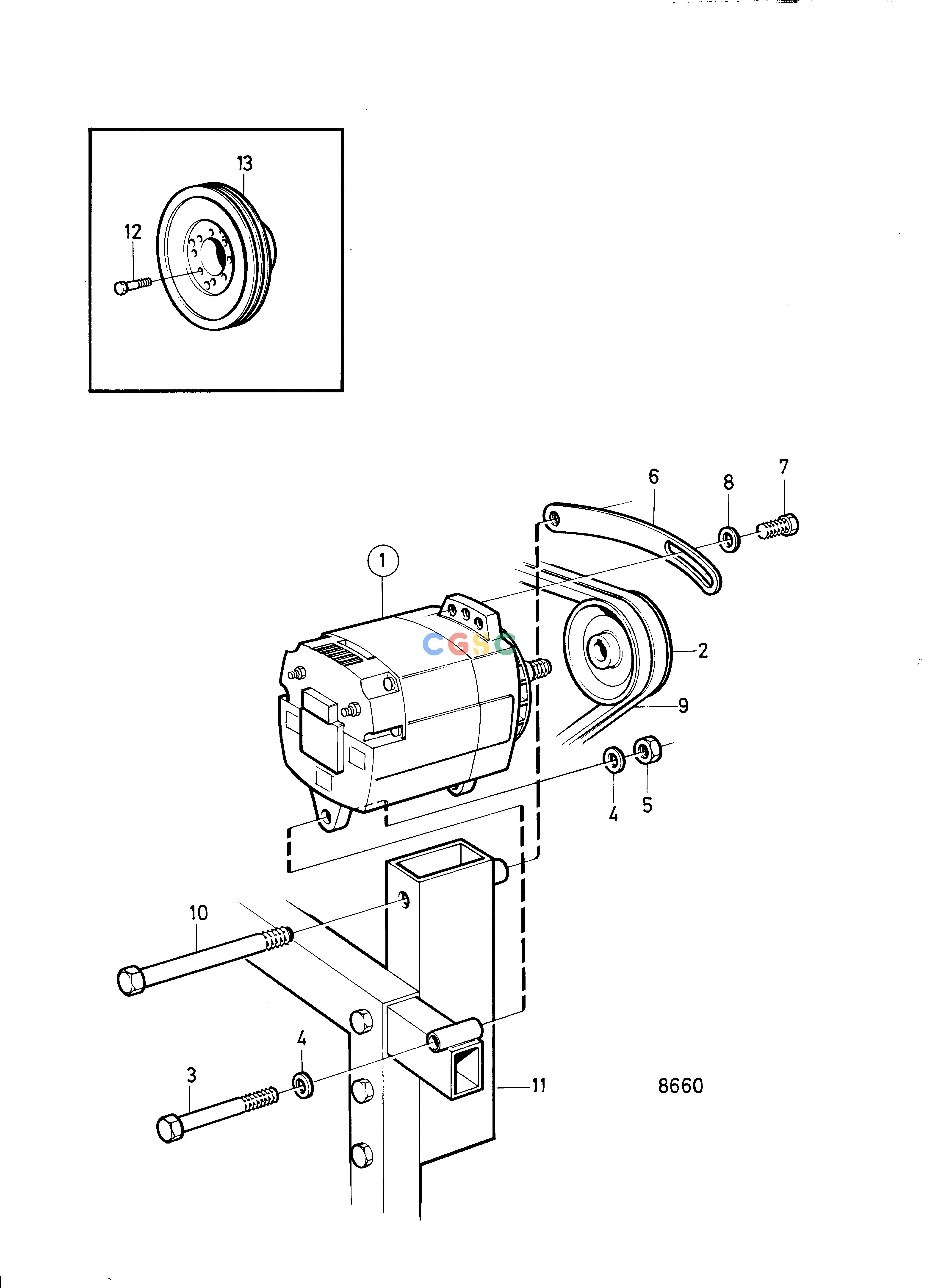 沃尔沃零件查询TAMD71A; TAMD72AElectrical SystemAlternator, Front MountedEPC Volvo Penta Parts catalog