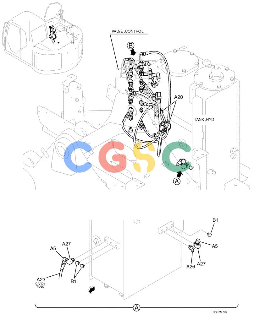 纽荷兰零件查询(E135B) - CRAWLER EXCAVATOR TIER 3 - ASN YH05-07001 (N8TA13006) (1/08-) (02-29[01]) - CONTROL LINES, MAIN (YY06H00061F1), PAGE 1 OF 2 New Holland Constructuion