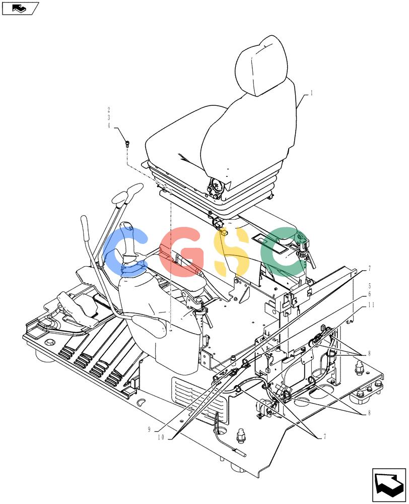 纽荷兰零件查询(E135BSRLC) - CRAWLER EXCAVATOR ASN YH06-08001 (01-067[00]) - SEAT INSTALLATION New Holland Constructuion