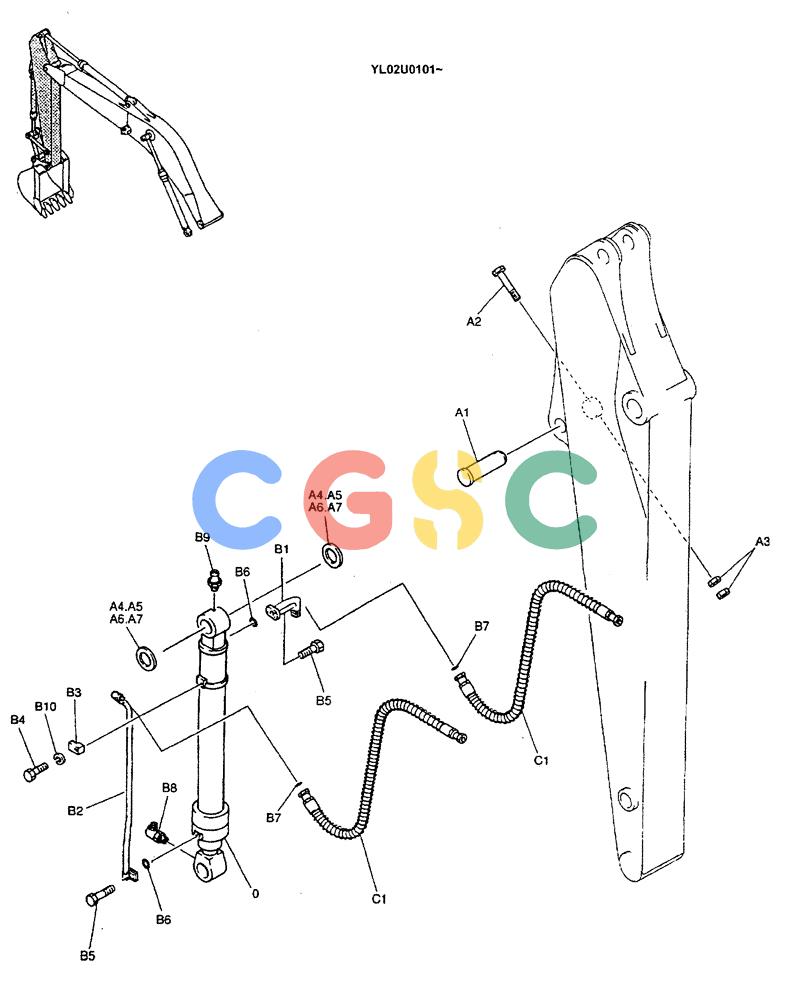 神钢零件查询(ED190LC) - BLADE RUNNER EXCAVATOR/DOZER BTW YL02U0101 - YL03U0135 (1/02-12/06) (03-008) - HYD LINES, ARM 3.10M Kobelco