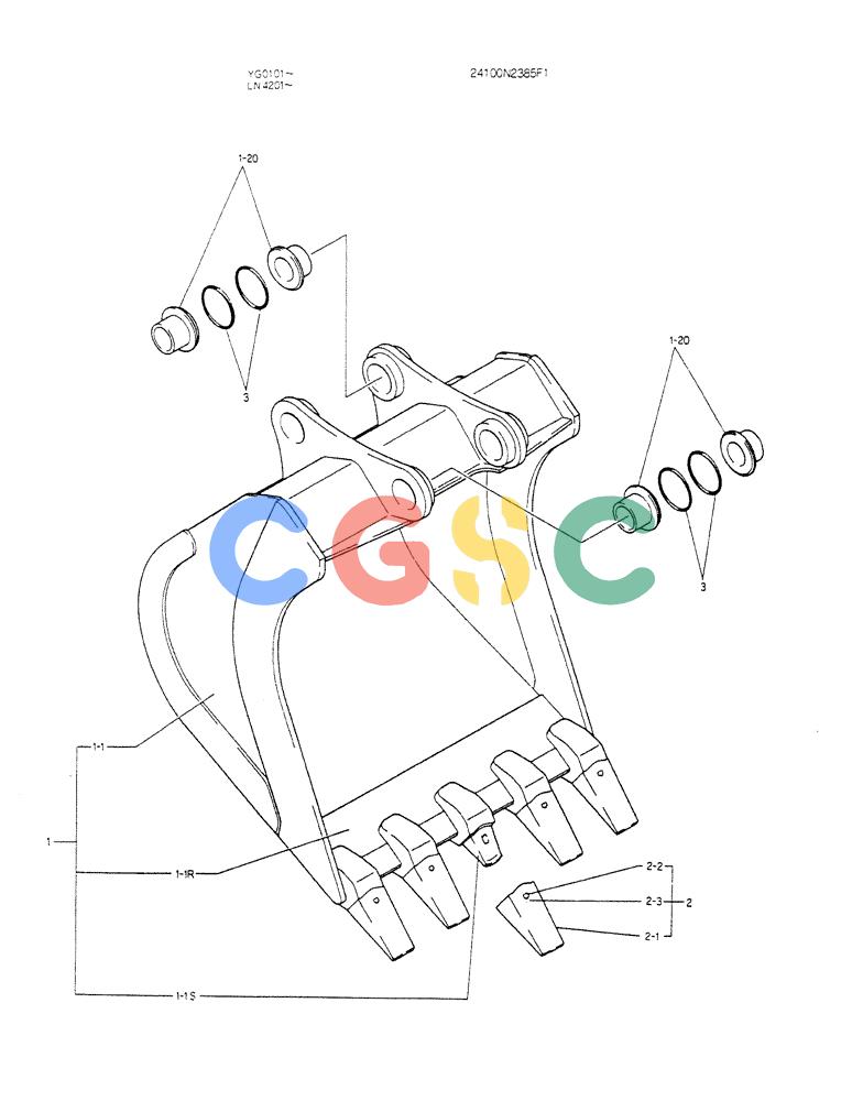 神钢零件查询(K907CLC) - EXCAVATOR BTW YG0101 - YG0500 (1/85-12/03) (09-010) - BUCKET ASSY,LOCK Kobelco