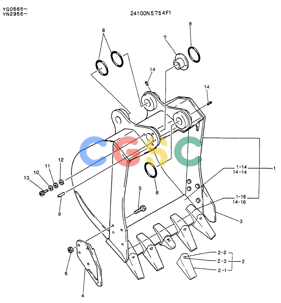 神钢零件查询(K907LC) - MARK II EXCAVATOR ASN YQ0565 (GLOBAL) (1/87-12/03) (07-003) - BUCKET ASSY Kobelco