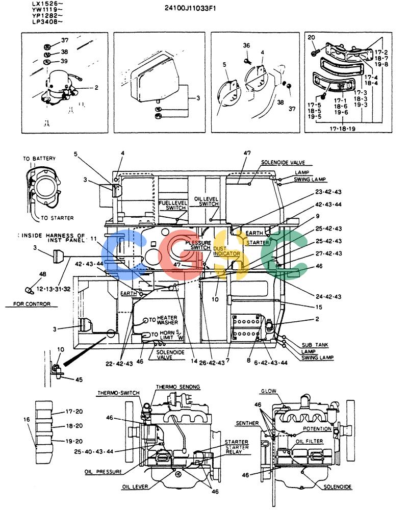 神钢零件查询(K904L) - MARK II EXCAVATOR ASN LX1526 (1/88-12/03) (05-023) - WIRING ASSY,ELEC, P/N 24100J11033F1 Kobelco
