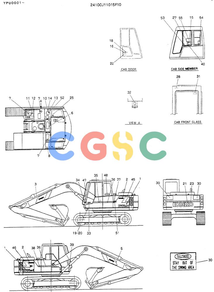 神钢零件查询(K905LC) - MARK II EXCAVATOR ASN YPU00001 (1/87-12/03) (10-001) - LABEL, NAME-PLATE Kobelco