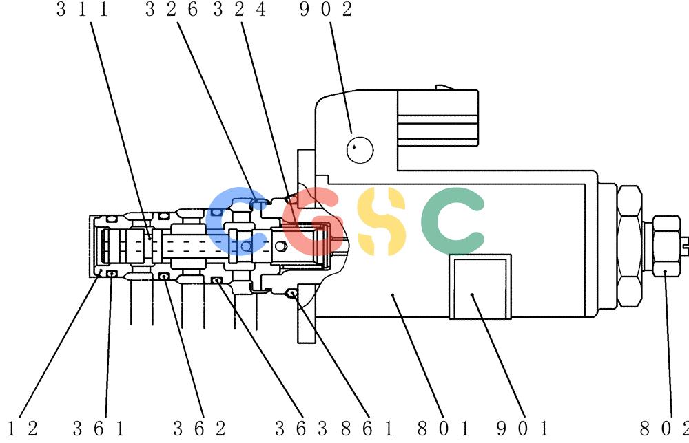 神钢零件查询(200-8) - EXCAVATOR S/N YN11-45001 - (1/06-12/09) (HC853-01-1) - VALVE ASSY, SOLENOID Kobelco