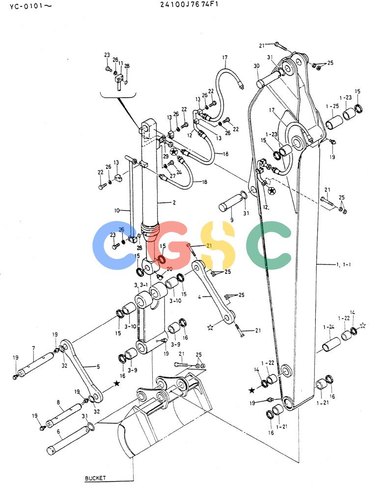 神钢零件查询(MD300LC) - EXCAVATOR BTW YC0101 - YC0300 (1/80-12/06) (08-037) - ARM ASSY, LONG Kobelco