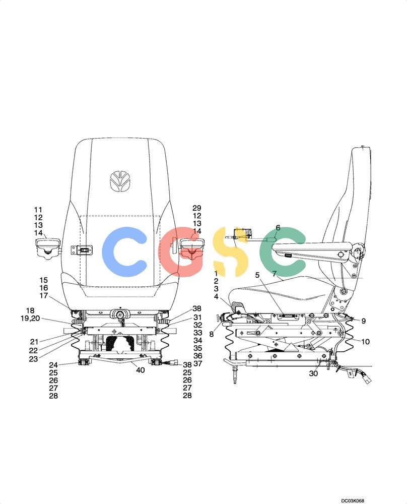 纽荷兰零件查询(EH160) - CRAWLER EXCAVATOR (9/03-) (09 -28[00]) - SEAT ASSEMBLY New Holland Constructuion