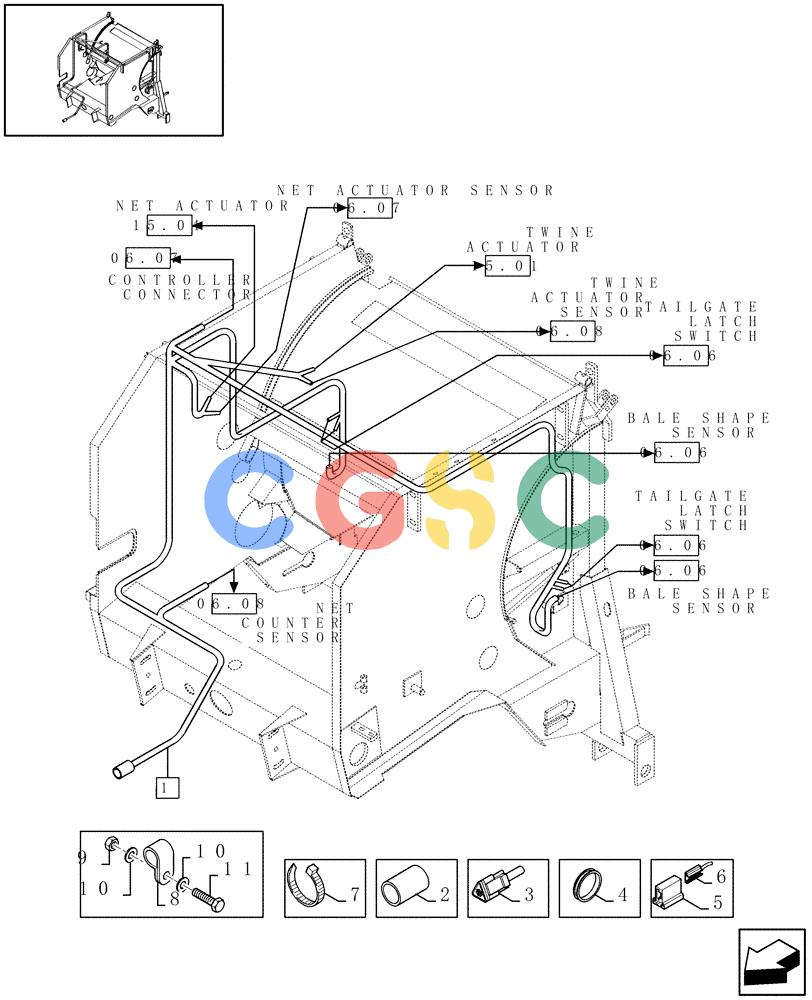 凯斯零件查询(RBX341) - SILAGE PACK ROUND BALER (3/03-12/05) (06.05[01]) - ELECTRIC WIRE, BALE COMMAND TM Case Agriculture