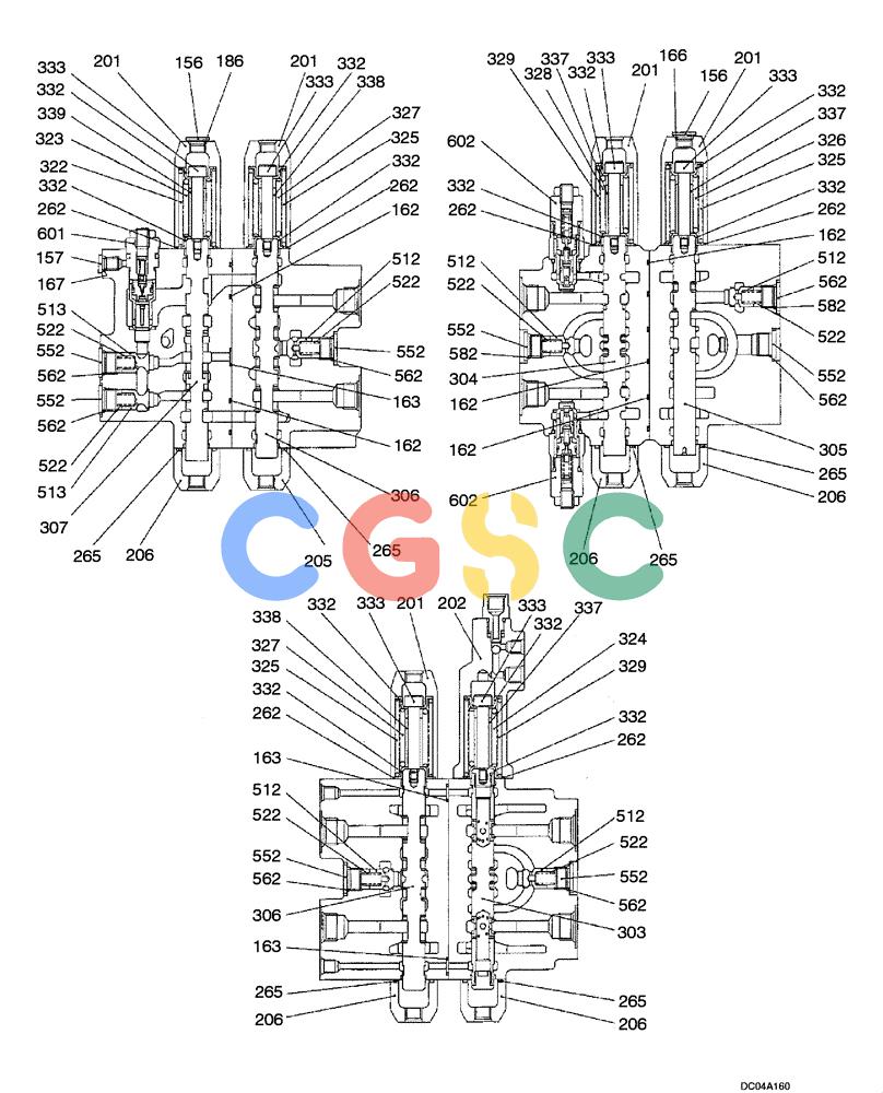 纽荷兰零件查询(E130) - CRAWLER EXCAVATOR (N.A.) (1/06-) (08 -45[00]) - VALVE ASSY - CONTROL (YY30V00044F1) New Holland Constructuion