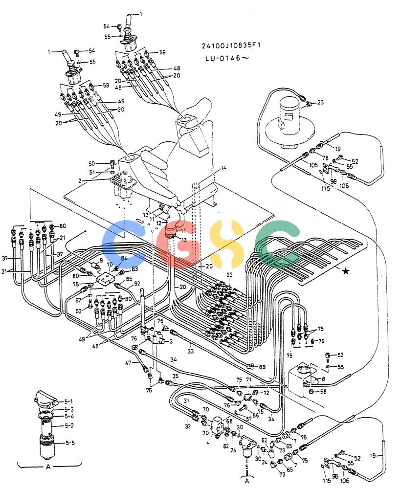 神钢零件查询(K935) - EXCAVATOR SUPPLEMENT ASN LU00154 (1/76-12/03) (03-011[03]) - REMOTE-CONTROL ASSY (FOR NORWAY), P/N 24100J10835F1 Kobelco