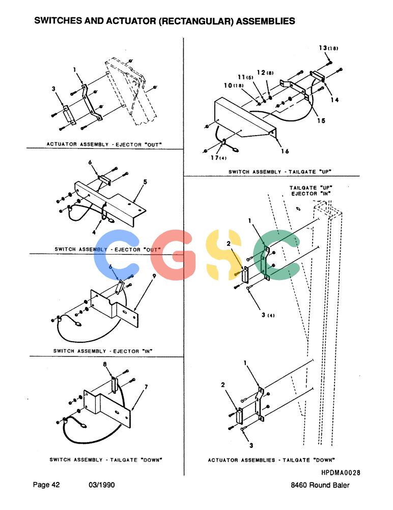 凯斯零件查询(8460) - CASE IH ROUND BALER (BEFORE S/N CFH0057418) (1/88-12/93) (042) - SWITCH AND ACTUATOR, RECTANGULAR, ASSEMBLIES Case Agriculture