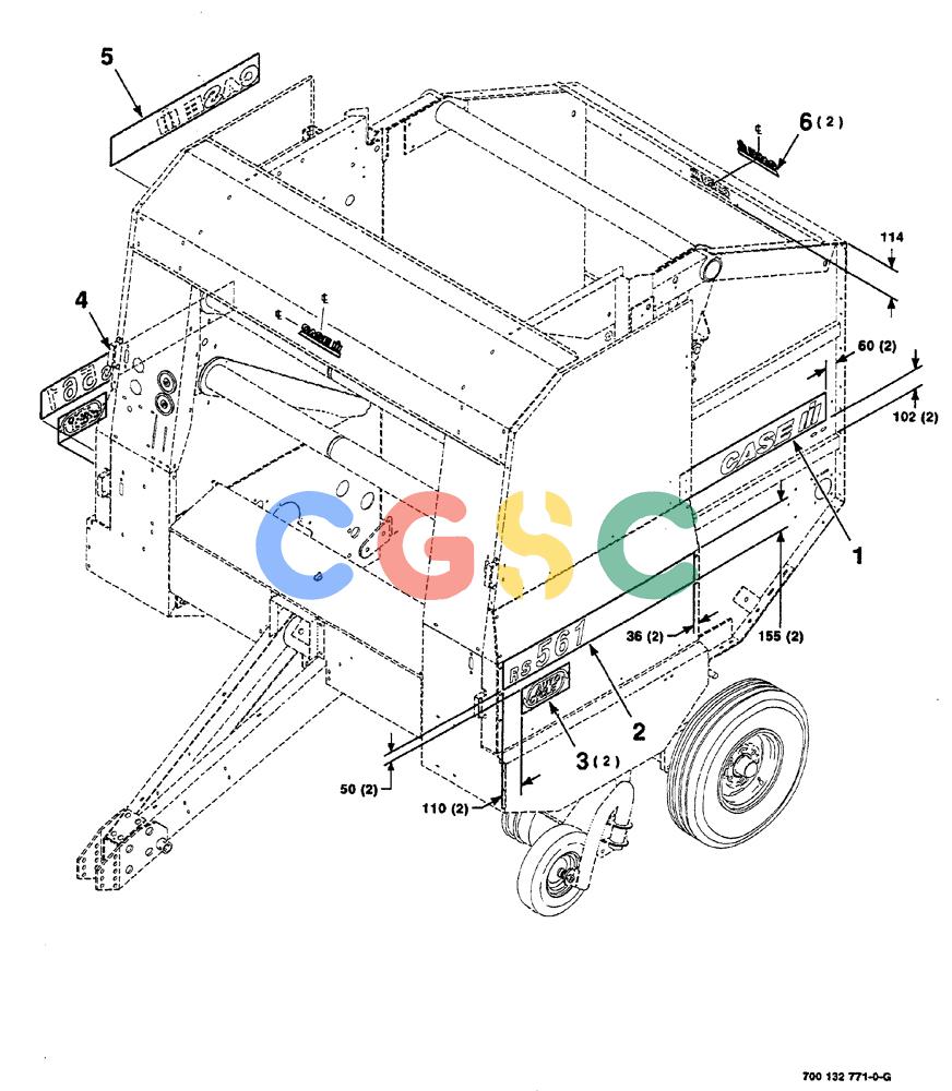凯斯零件查询(RS561A) - CASE IH ROUND BALER (1/99-12/00) (9-002) - DECAL AND LOCATION DIAGRAM, LOGO Case Agriculture
