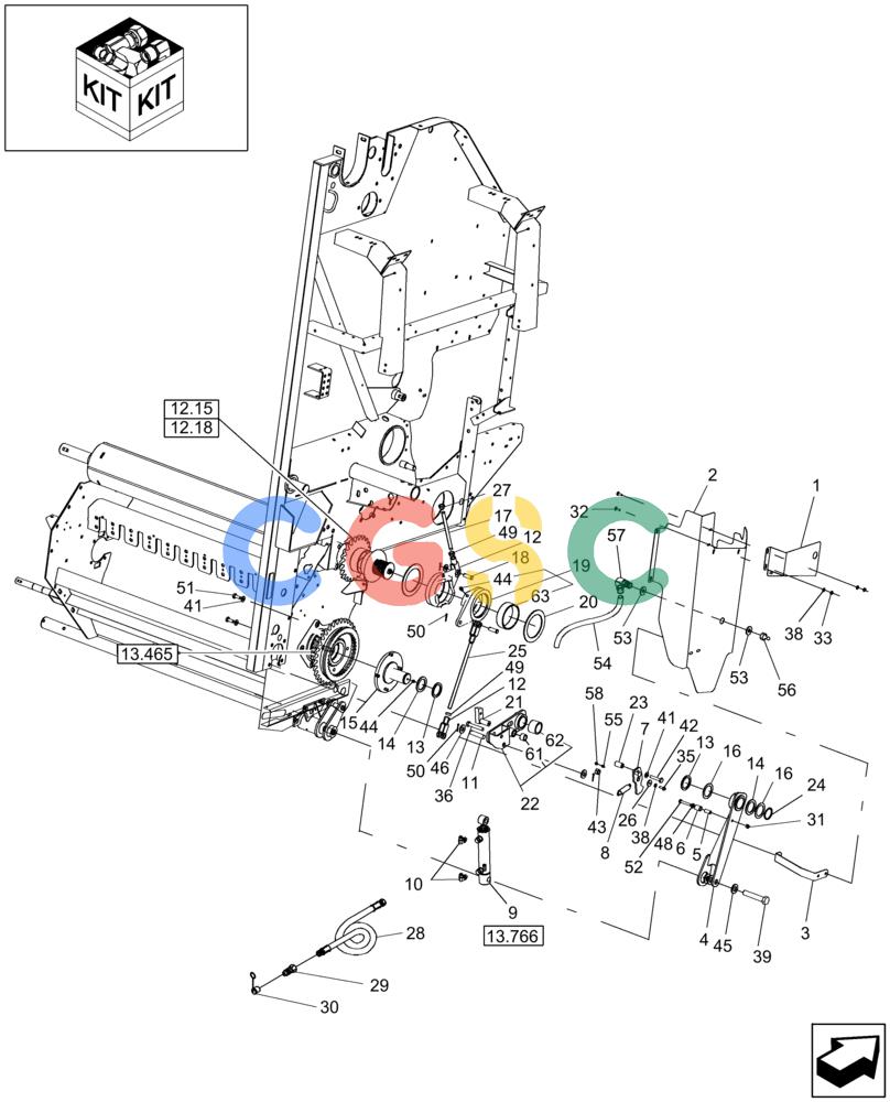 凯斯零件查询(RBX452) - CASE IH ROUND BALER (11/02-7/05) (18.99) - HYDRAULIC ROTOR CUTTER REVERSE KIT Case Agriculture