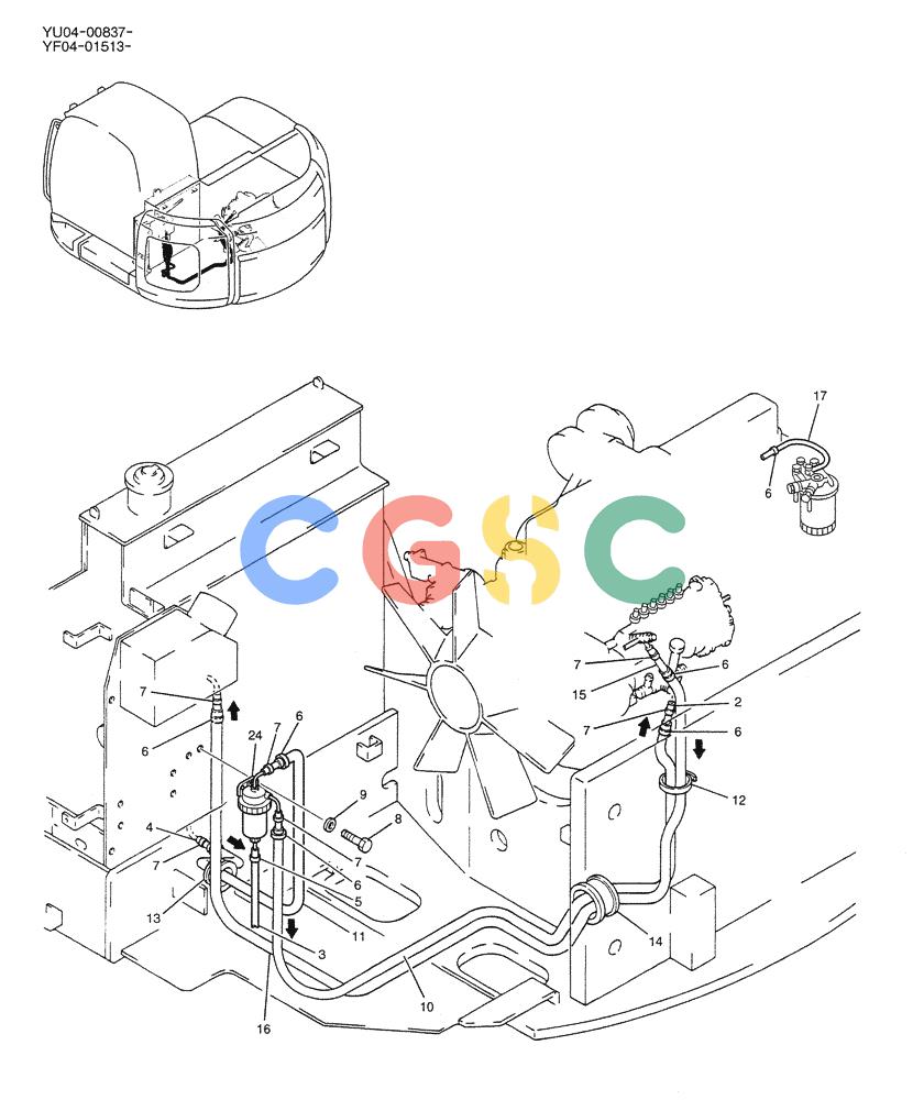 纽荷兰零件查询(E235SRLC) - CRAWLER EXCAVATOR BTW YU04-00837 - YU04-01417 (01-012) - FUEL LINES New Holland Constructuion