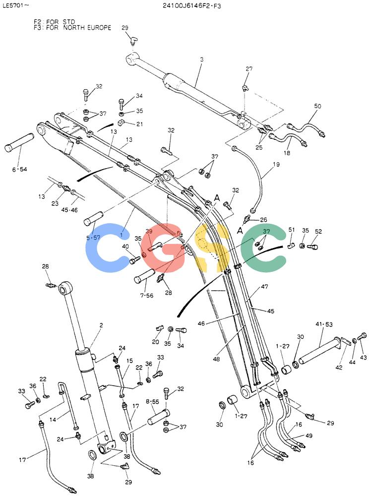 神钢零件查询(K903C) - EXCAVATOR ASN LE5701 (1/87-12/03) (06-001[01A]) - BOOM ASSY, 3.65M (11FT 11IN), P/N 24100J6146F2 Kobelco