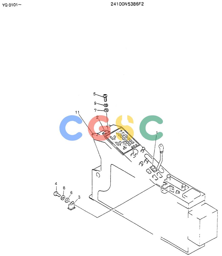 神钢零件查询(K907LC) - MARK II EXCAVATOR BTW YQ0101 - YQ0564 (1/87-12/03) (05-011) - PANEL ASSY, INST 24100N5386F2 Kobelco