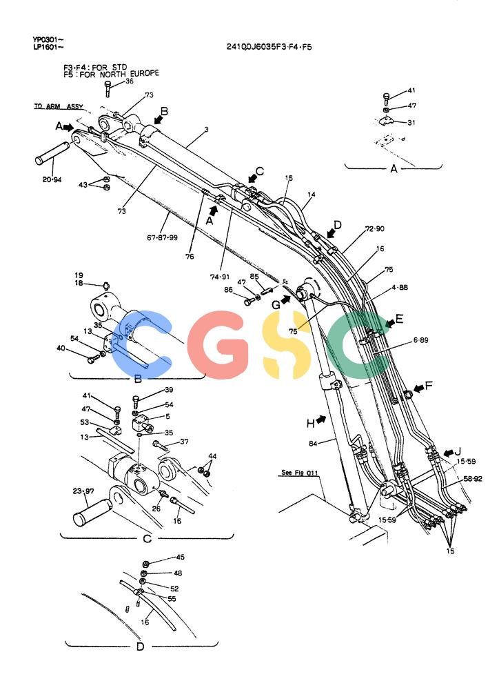 神钢零件查询(K905ALC) - EXCAVATOR ASN YP0301 (1/86-12/03) (07-001[01]) - BOOM ASSY, 4.6M Kobelco
