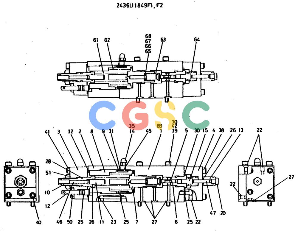 神钢零件查询(MD400LC) - EXCAVATOR BTW YS0101 - YS0200 (1/80-12/06) (09-038) - VALVE ASSY/ P.N. 2436U1849F1-F2 Kobelco