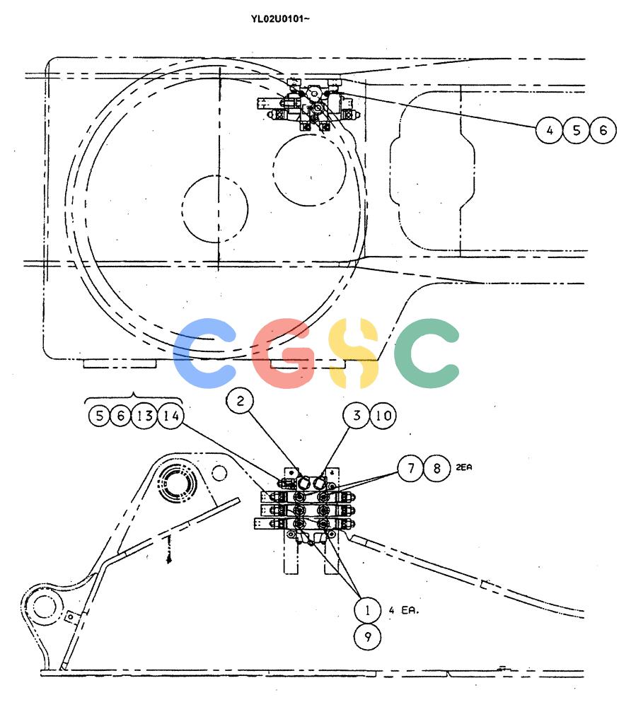 神钢零件查询(ED190LC) - BLADE RUNNER EXCAVATOR/DOZER BTW YL02U0101 - YL03U0135 (1/02-12/06) (01-018[02]) - VALVE INSTAL DOZER Kobelco