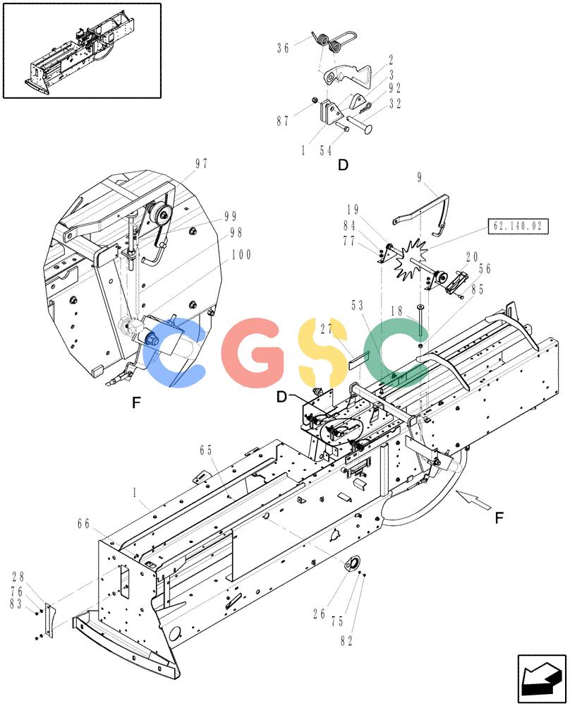 凯斯零件查询(SB531) - SMALL SQUARE BALER (9/08-12/15) (62.140.01[1]) - HAY DOORS, HAY DOGS & BALE COUNTER, SB531 Case Agriculture