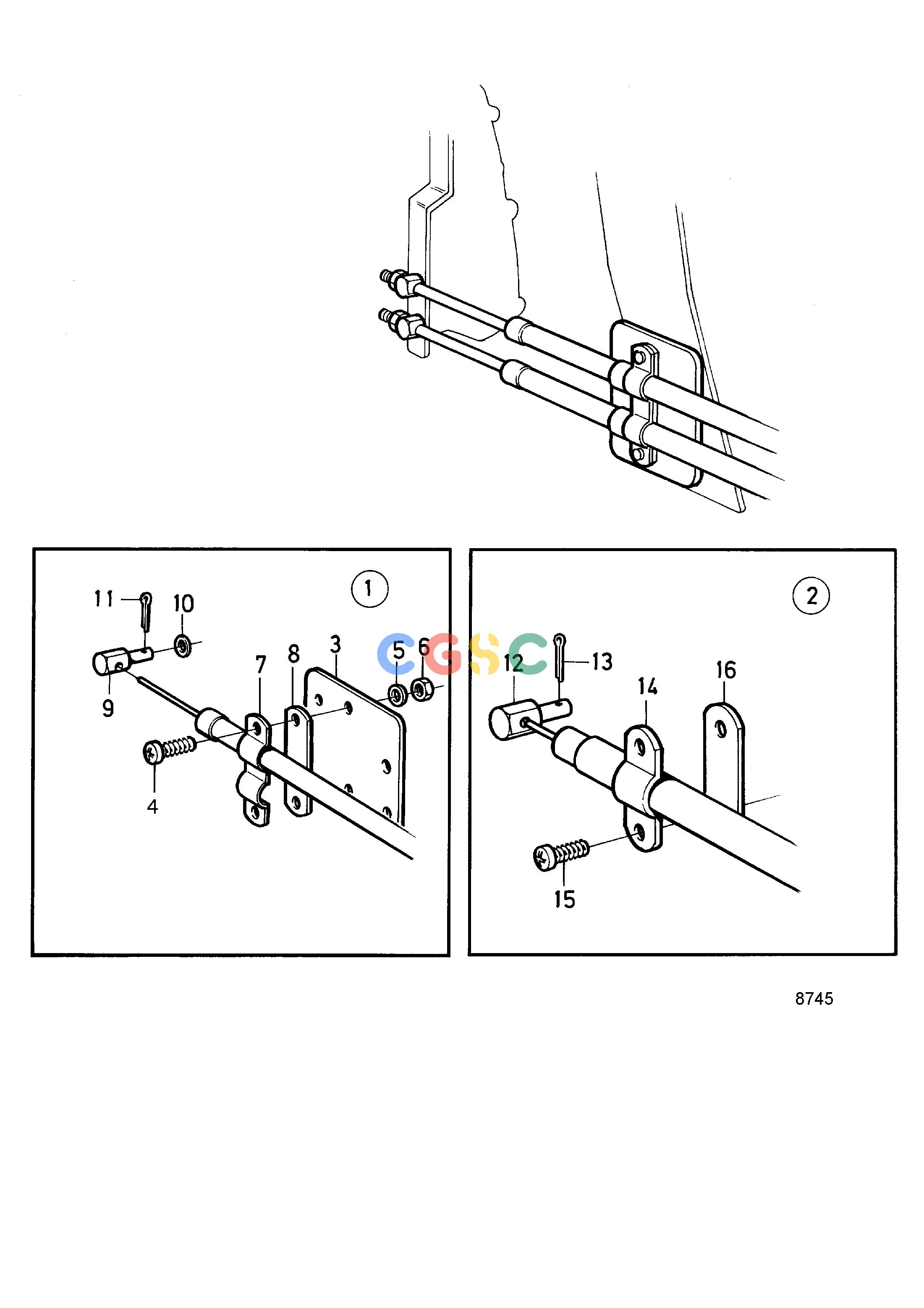 沃尔沃零件查询TAMD72P-A; TAMD72WJ-AControlsMounting Kit Double Control Cables: 865011EPC Volvo Penta Parts catalog