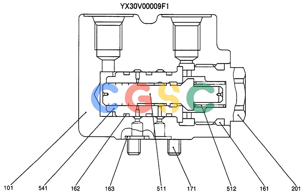 纽荷兰零件查询(E135SR) - CRAWLER EXCAVATOR ASN YY04-06254 (07-048) - VALVE ASSY, LOCK New Holland Constructuion