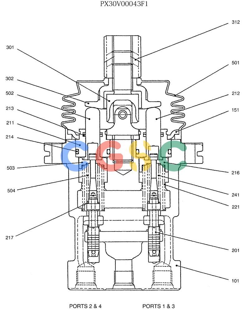 纽荷兰零件查询(E35SR) - COMPACT CRAWLER EXCAVATOR ASN PX13-15001 (N6TN61732) (NA) (1/06-) (07-037) - VALVE ASSY, PILOT New Holland Constructuion