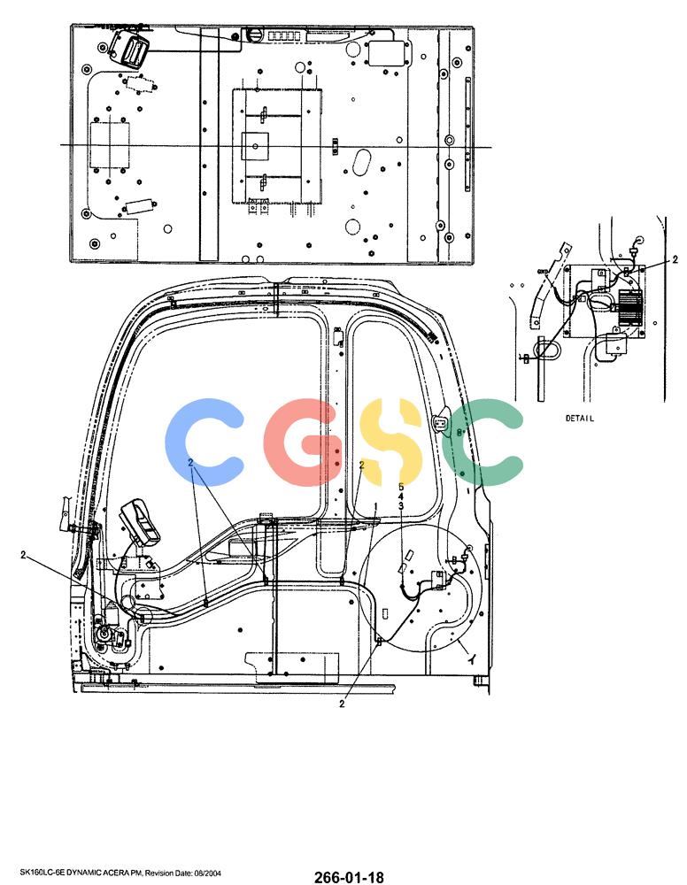 神钢零件查询(SK160LC-6E) - DYNAMIC ACERA EXCAVATOR 08/2004 ASN YM03U0523 (8/04-12/07) (01-067[01]) - HARNESS ASSY, CAB Kobelco