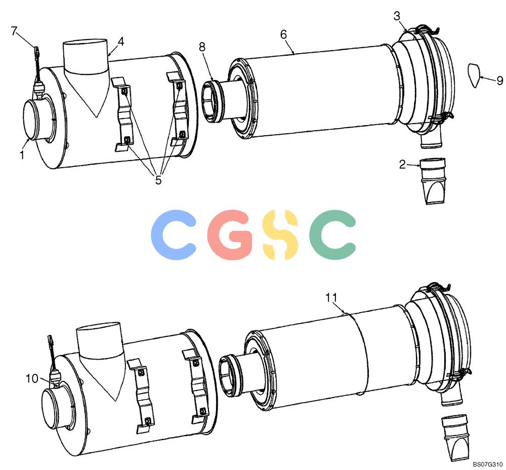 神钢零件查询(SK170-8) - ACERA MARK III EXCAVATOR - TIER 3 (NA) ASN YM04-U1601 - (5/07-12/12) (02-09[00]) - AIR CLEANER - COMPONENTS (YM11P00009F1) Kobelco