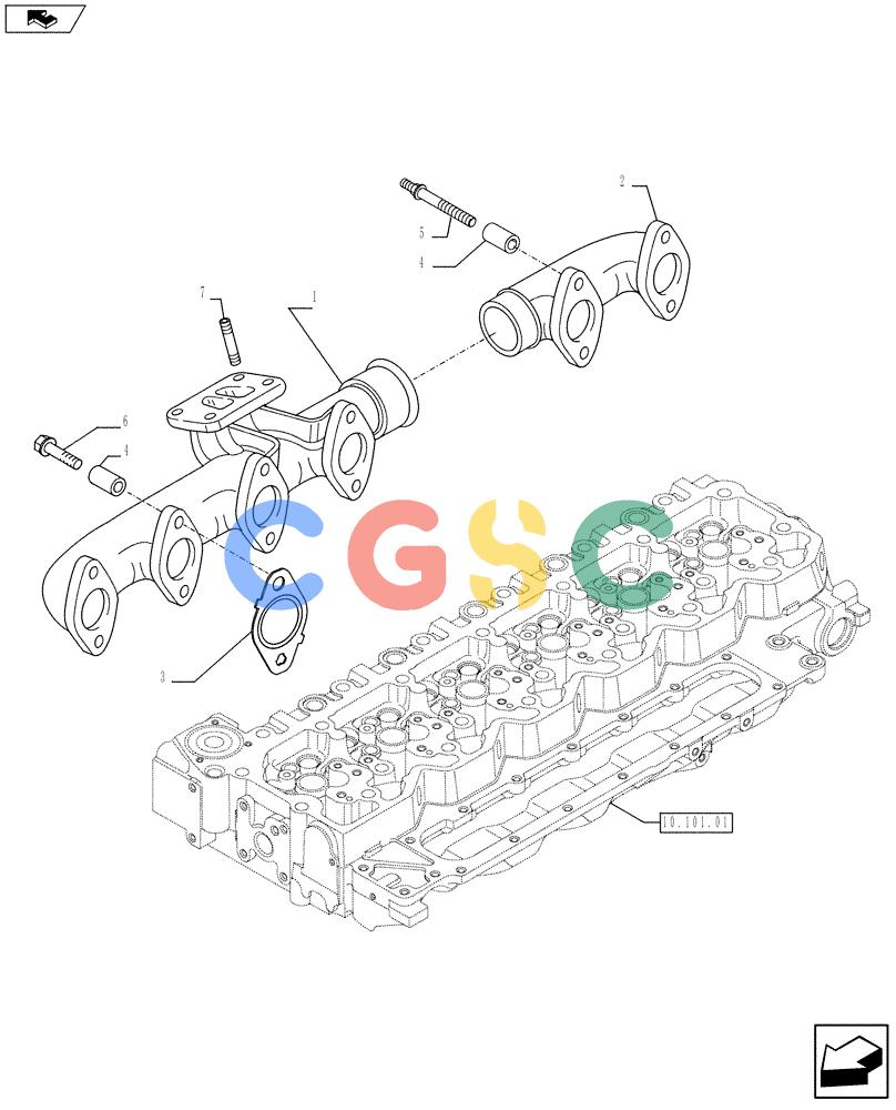 神钢零件查询(F4HFE613U A006) - ENGINE 5801366316 - 84169140 (9/10-) (10.254.05) - EXHAUST MANIFOLD (504087959) Kobelco