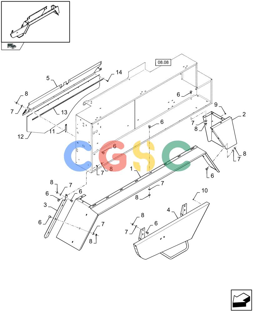 凯斯零件查询(LB433S) - BIG RECTANGULAR BALER (9/08-12/12) (08.18[01]) - LOWER SHIELDING, LARGE TANDEM AXLE - LH Case Agriculture