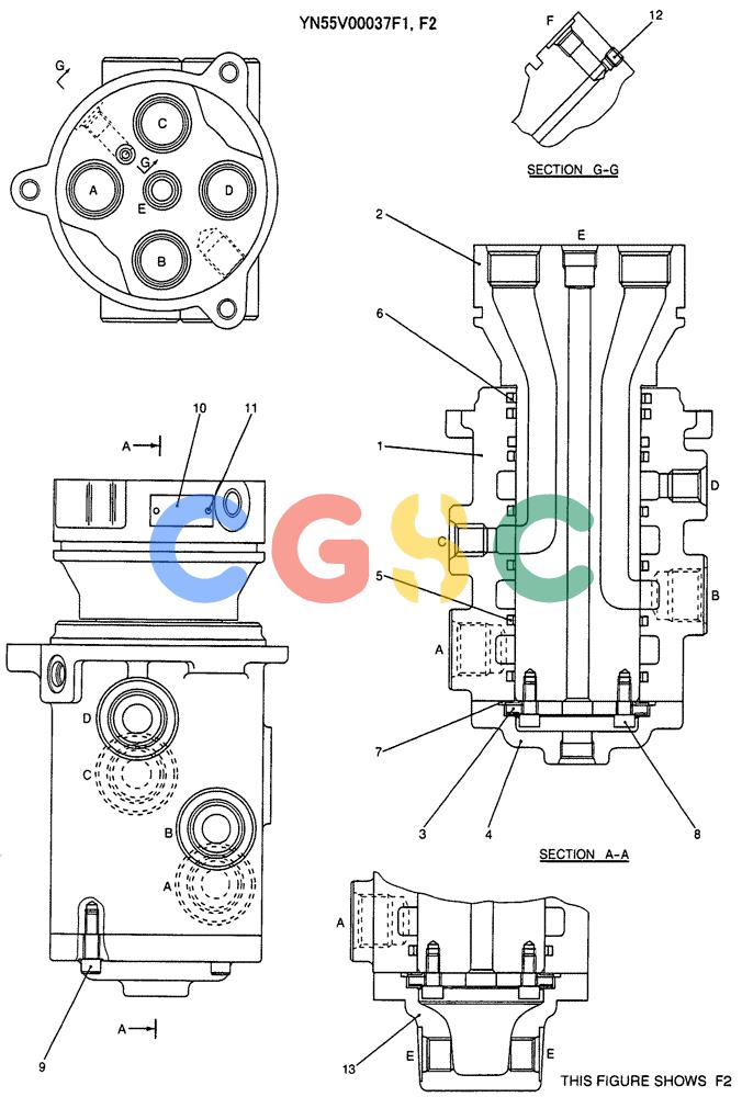 纽荷兰零件查询(E135SR) - CRAWLER EXCAVATOR ASN YY04-06254 (07-019) - JOINT ASSY, SWIVEL New Holland Constructuion