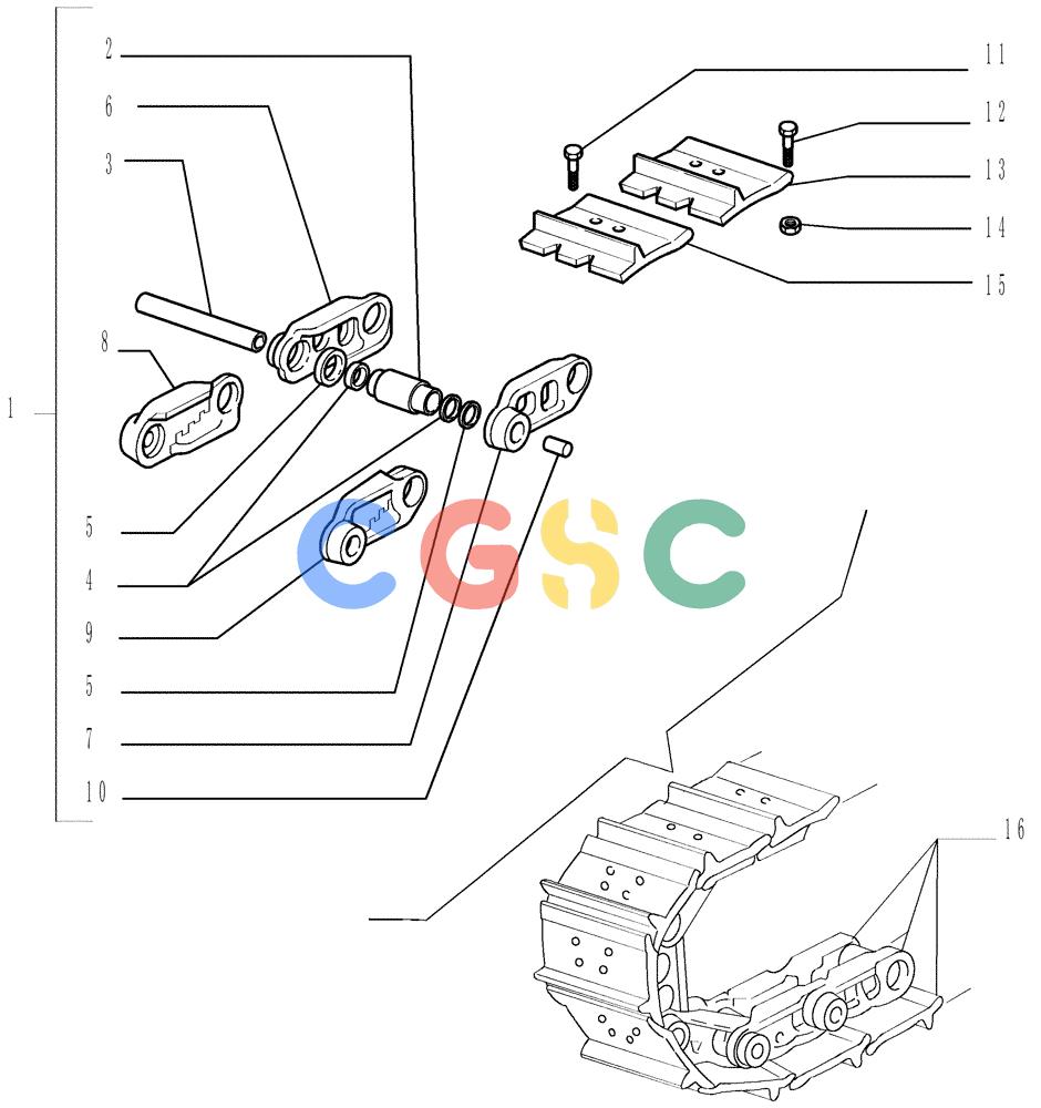 纽荷兰零件查询(DC150LT) - CRAWLER DOZER (6/00-) (2.349[01]) - SALT TRACK CHAIN - SHOES (1GR.L=500MM) New Holland Constructuion