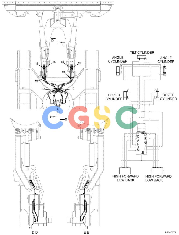 神钢零件查询(ED150) - BLADE RUNNER ACERA SR EXCAVATOR DOZER (TIER 3 ) ASN YL06-01201 (5/08-12/12) (03-15[02]) - HYDRAULIC LINES, LOWER (DOZER) (YY02HU0001F1), FIGURE 2 OF 2 Kobelco