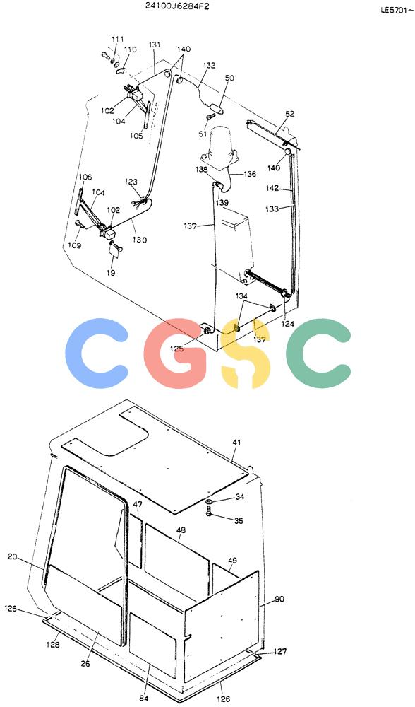 神钢零件查询(K903C) - EXCAVATOR ASN LE5701 (1/87-12/03) (01-004[02]) - CAB ASSY, P/N 24100J6284F2 Kobelco