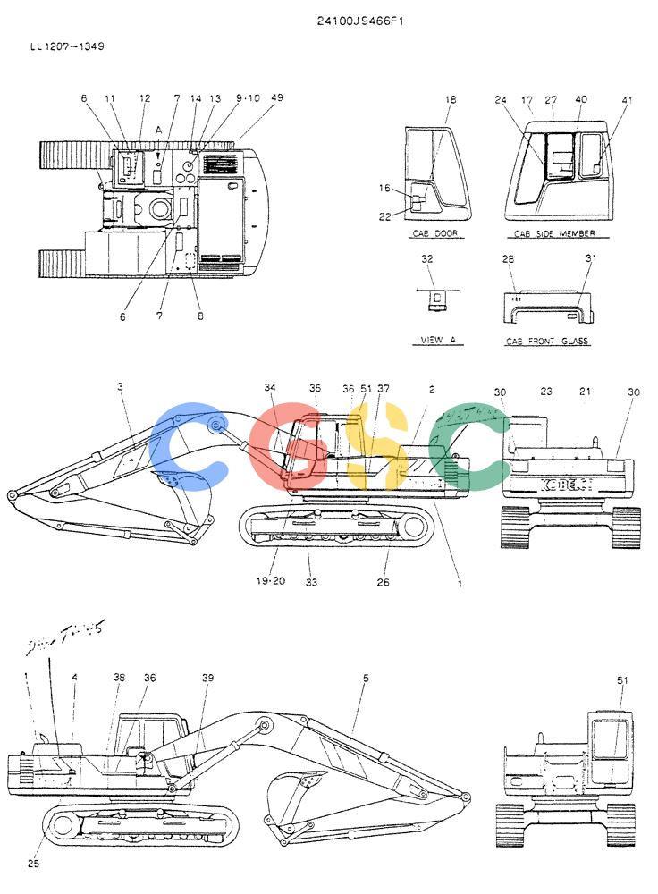 神钢零件查询(K909LC) - MARK II EXCAVATOR BTW LL1207 - LL1487 (1/87-12/03) (10-001) - LABEL, NAME-PLATE Kobelco