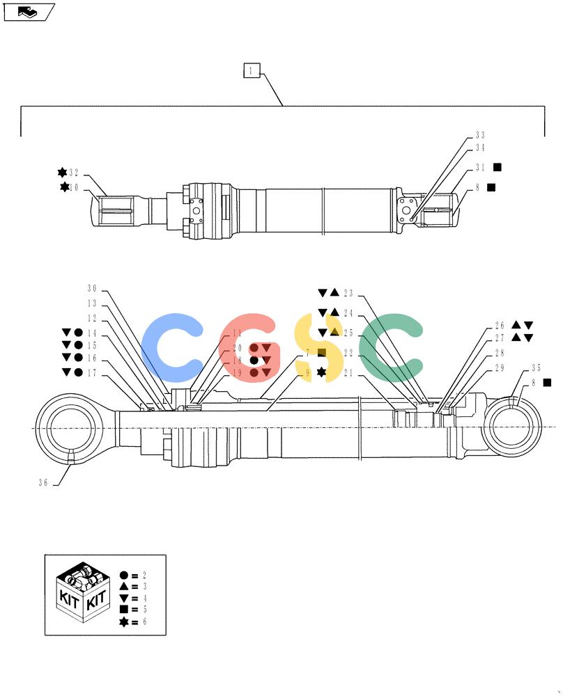神钢零件查询(ED160 BLADE) - HYDRAULIC EXCAVATOR - ASN LH02-01501 (9/12-12/13) (35.736.AA[03]) - BOOM, CYLINDER, ASSY Kobelco