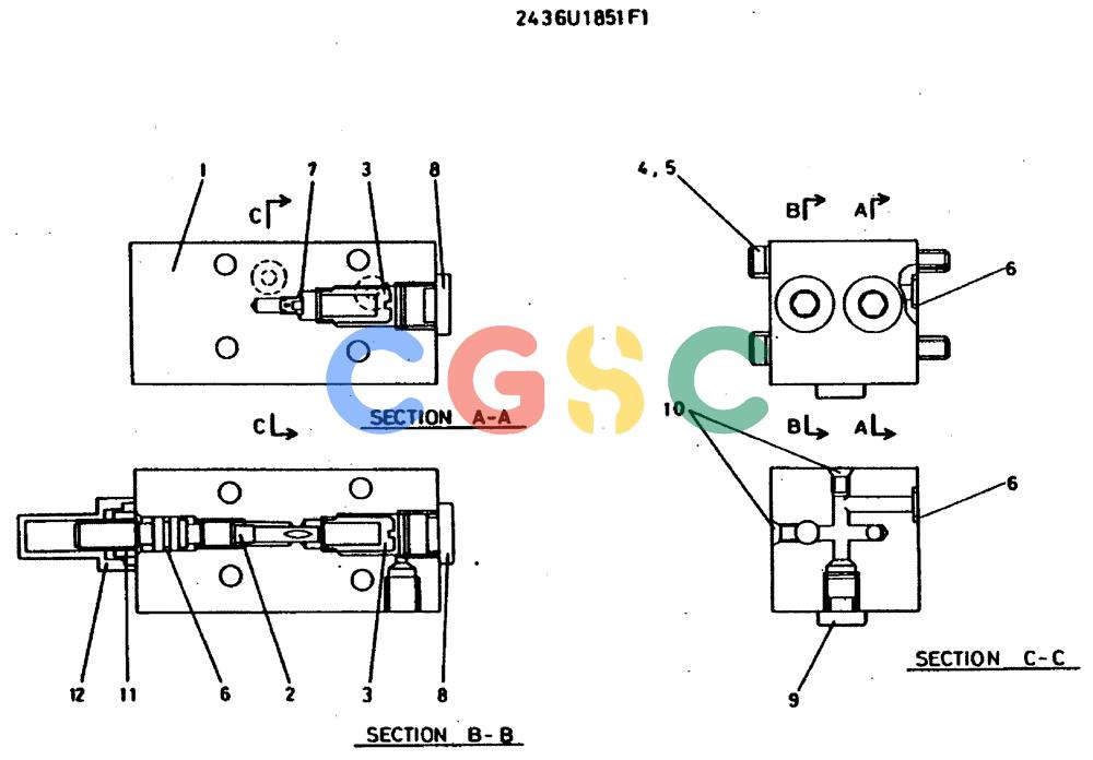 神钢零件查询(MD400LC) - EXCAVATOR BTW YS0101 - YS0200 (1/80-12/06) (09-040) - VALVE ASSY/ P.N. 2436U851F1 Kobelco