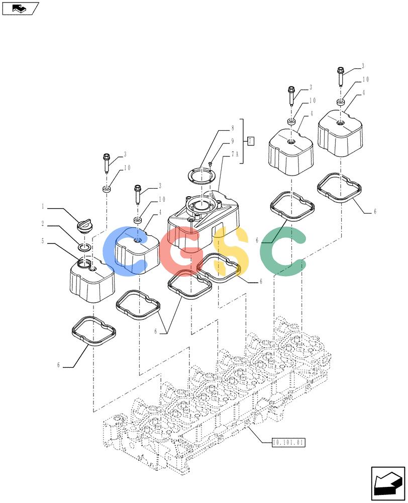神钢零件查询(F4GE9684F J602) - ENGINE - 504375333 - 84250815 (1/13-) (10.101.02) - CYLINDER HEAD COVERS (2854234) Kobelco