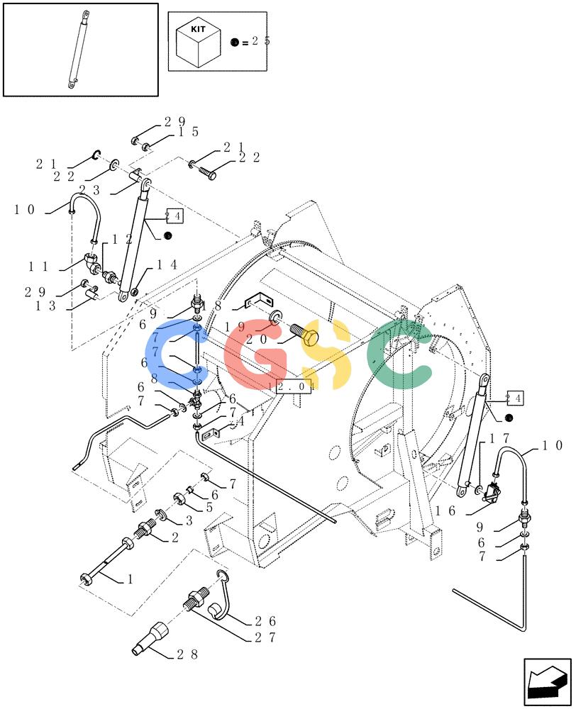 凯斯零件查询(RBX341) - SILAGE PACK ROUND BALER (3/03-12/05) (07.02[01]) - HYDRAULICS FOR TAILGATE Case Agriculture