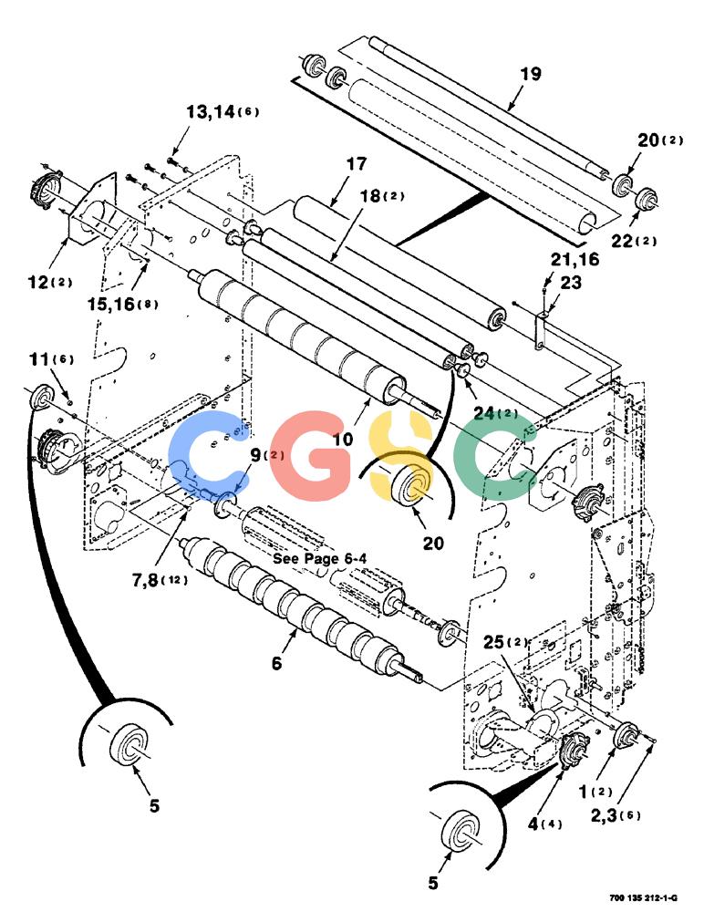 凯斯零件查询(RS551) - CASE IH ROUND BALER (1/99-12/00) (6-02) - ROLLER ASSEMBLIES, UPPER Case Agriculture
