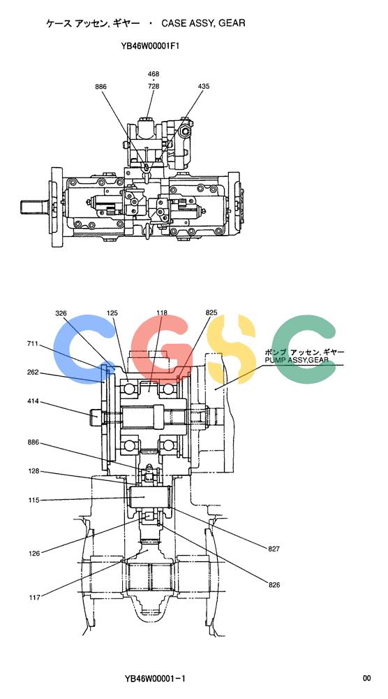 神钢零件查询(ED150-1E) - BLADE RUNNER EXCAVATOR/DOZER ASN YL05-00555 (11/03-12/04) (04-004) - CASE ASSY, GEAR YB46W00001F1 Kobelco