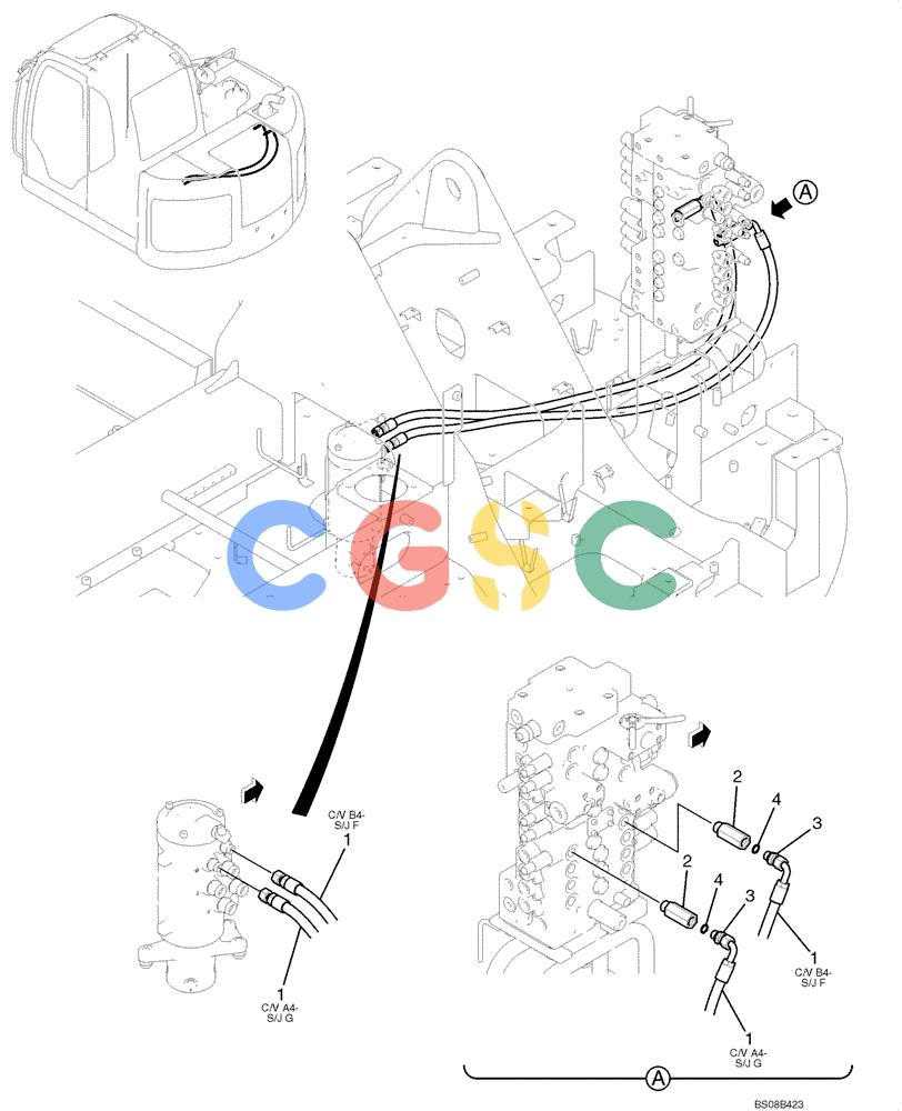 纽荷兰零件查询(E70BSR) - COMPACT CRAWLER EXCAVATOR BTW YT05-15001 - 18000 (NA) (4/08-) (02-20-01[00]) - UPPER HYDRAULIC LINES (DOZER) (YT03H00061F1) New Holland Constructuion