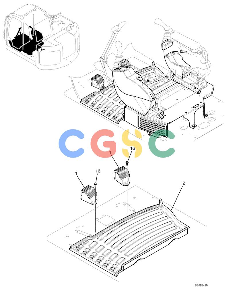 纽荷兰零件查询(E70BSR) - COMPACT CRAWLER EXCAVATOR BTW YT05-15001 - 18000 (NA) (4/08-) (02-26-00[01]) - CONTROLS, OPERATORS (YT03M00064F1), PAGE 1 OF 2 New Holland Constructuion
